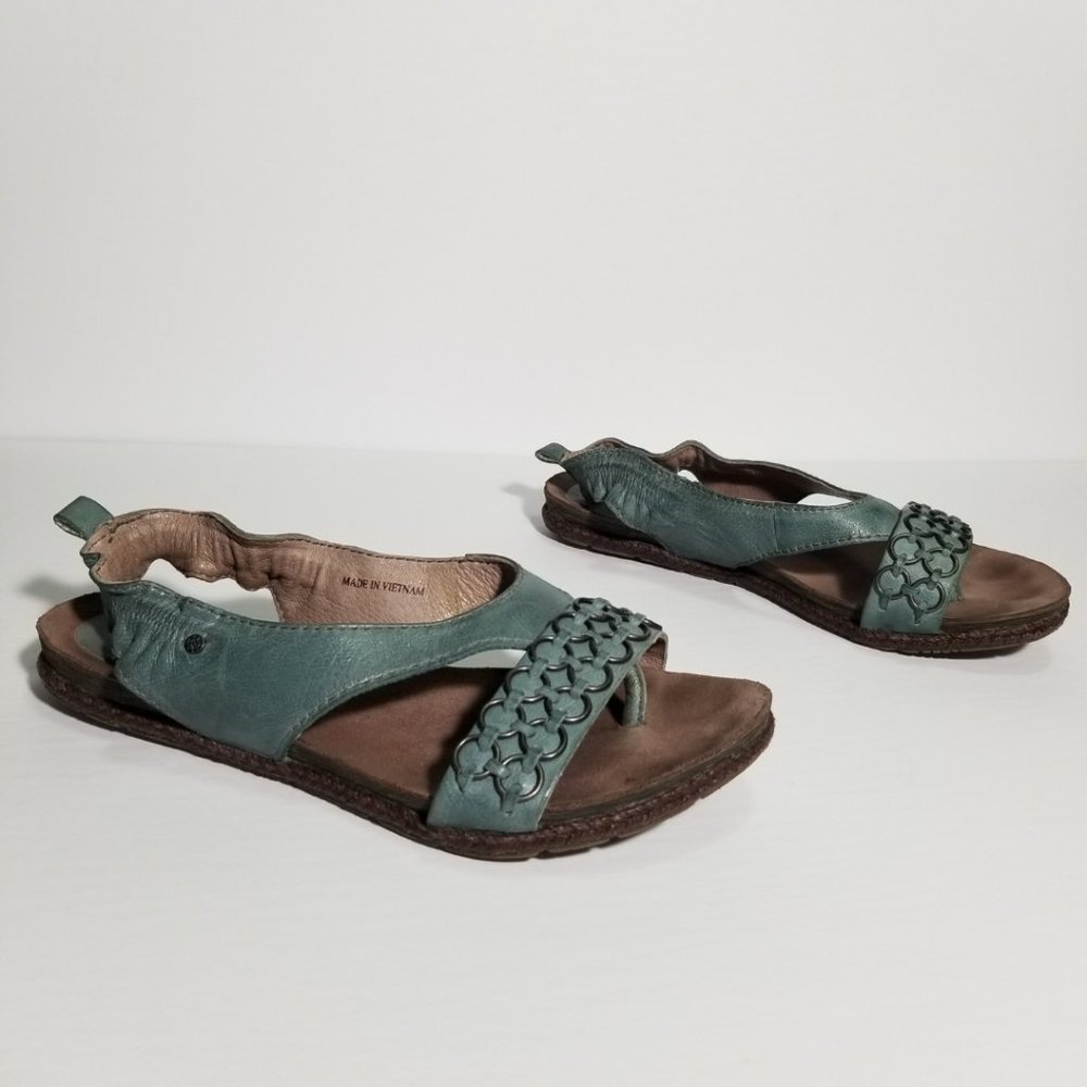 Bussola Blue Leather Chainlink Slingback Sandals